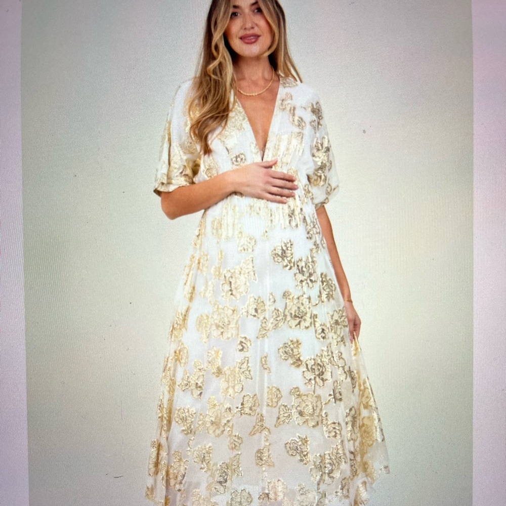Pinkblush Elegant Cream and Gold Women's Dress NWT size small